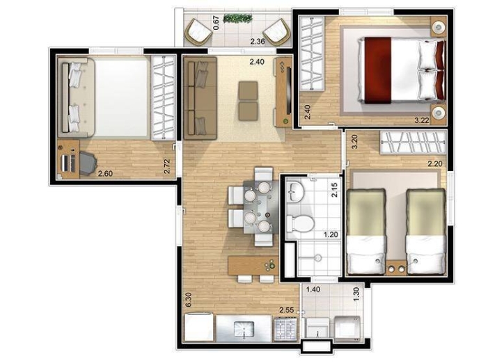 Apartamento, 3 quartos, 52 m² - Foto 11